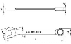 CETA FORM B05-15 C-Gear Cırcırlı Kombine Anahtar 15 mm (Düz)