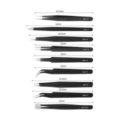 UF-Tools KS-ESD-9 Paslanmaz Çelik Antistatik 9 Parça Cımbız Seti