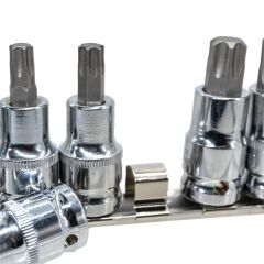 6195 1/2'' Torx Bits Uçlu Lokma Anahtar Takımı 9 Parça (Raylı)
