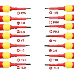 6047 Düz Yıldız Torx Değişken Uçlu İzoleli Tornavida Takımı 7 Parça