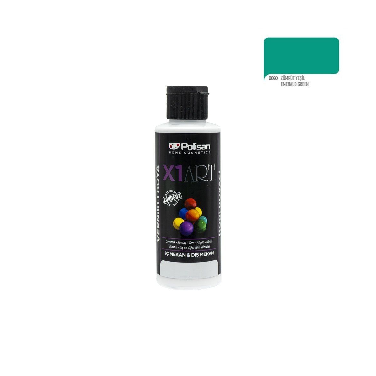 Polisan X1ART Vernikli Hobi Boyası 120ml - Zümrüt Yeşili