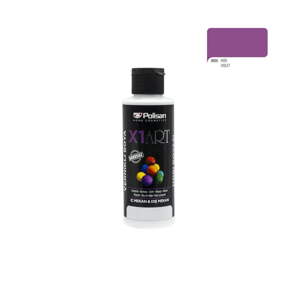 Polisan X1ART Vernikli Hobi Boyası 120ml - Mor