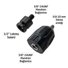 6265 Plastik Mandren 0.8-10mm 3/8''-24UNF (Somun Sökme Adaptörlü)