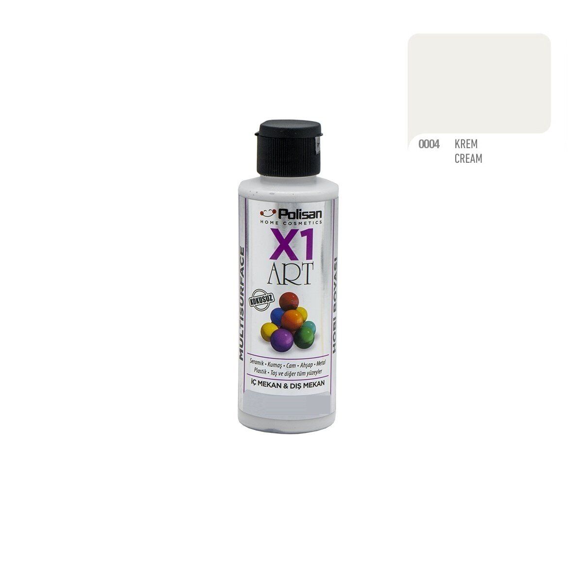Polisan X1ART Multisurface Hobi Boyası 120ml - 0004 Krem