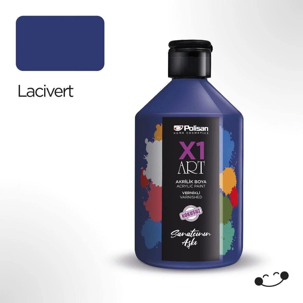 Polisan X1ART Vernikli Hobi Boyası 500ml - Lacivert