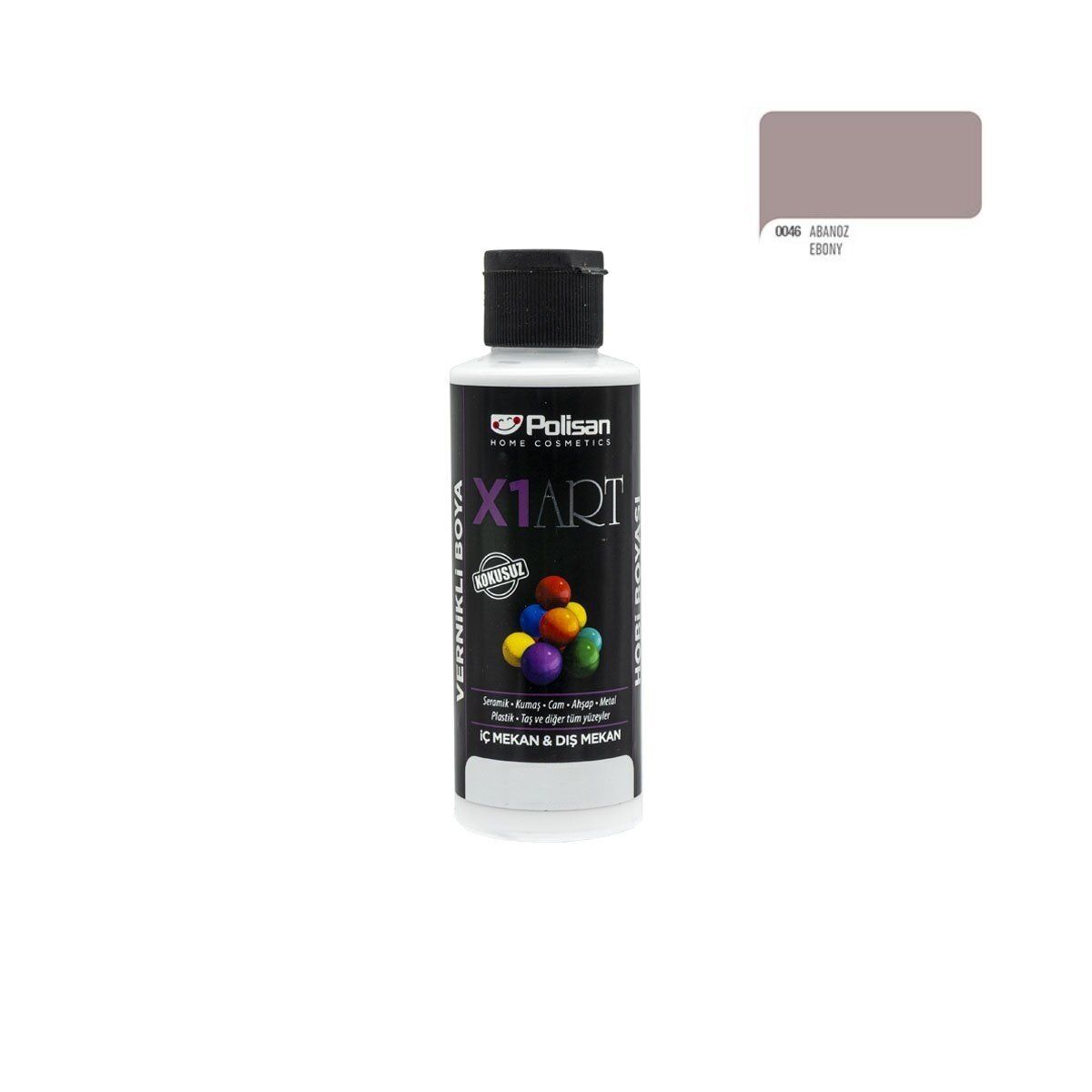 Polisan X1ART Vernikli Hobi Boyası 120ml - Abanoz